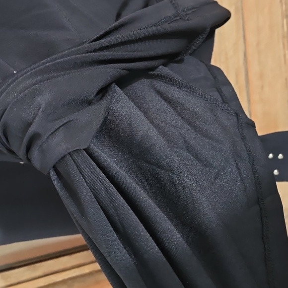 Elegant Black Studded Faux Wrap Dress In Size XS - Picture 9 of 11